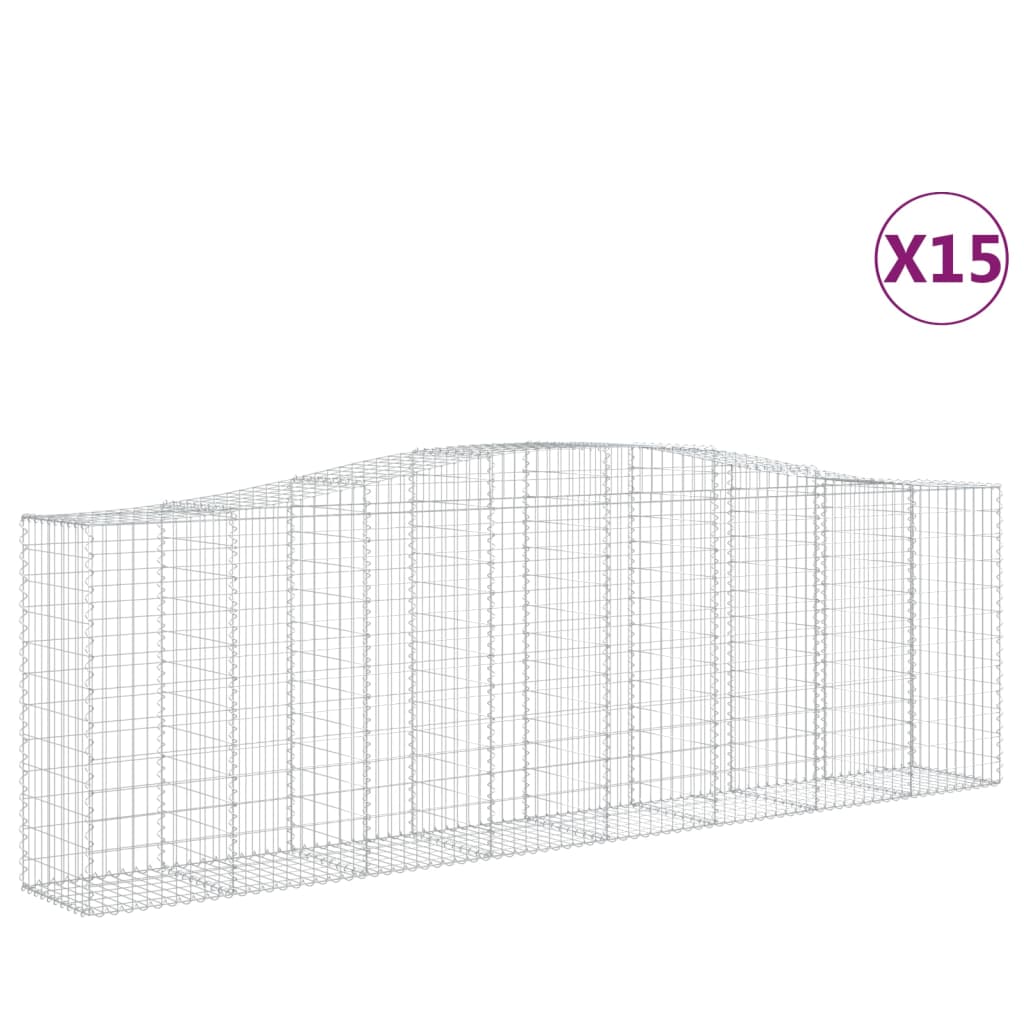 Arched Gabion Baskets 15 pcs 400x50x120/140 cm Galvanised Iron