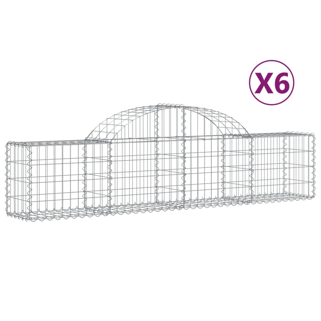 Arched Gabion Baskets 6 pcs 200x30x40/60 cm Galvanised Iron
