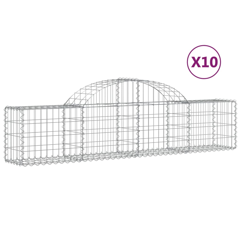 Arched Gabion Baskets 10 pcs 200x30x40/60 cm Galvanised Iron
