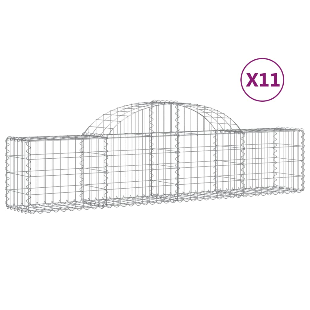 Arched Gabion Baskets 11 pcs 200x30x40/60 cm Galvanised Iron