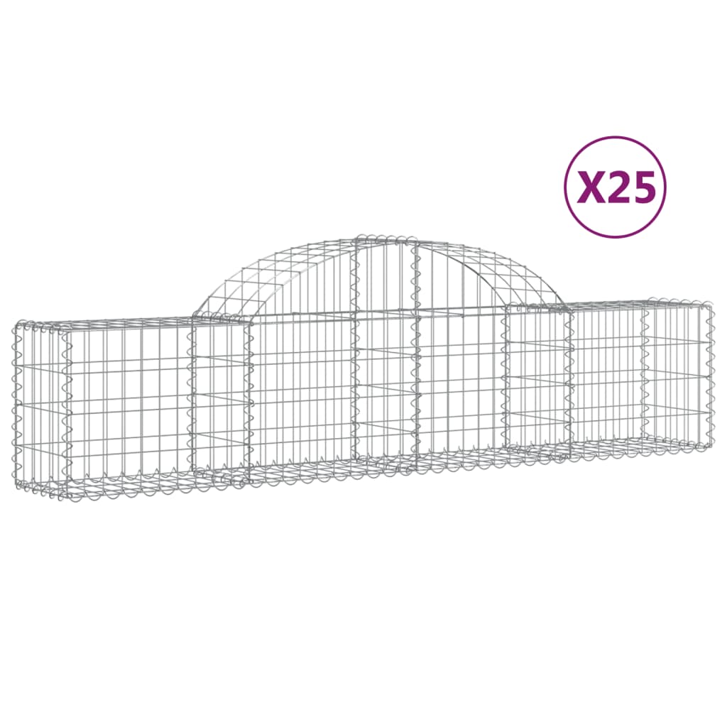 Arched Gabion Baskets 25 pcs 200x30x40/60 cm Galvanised Iron