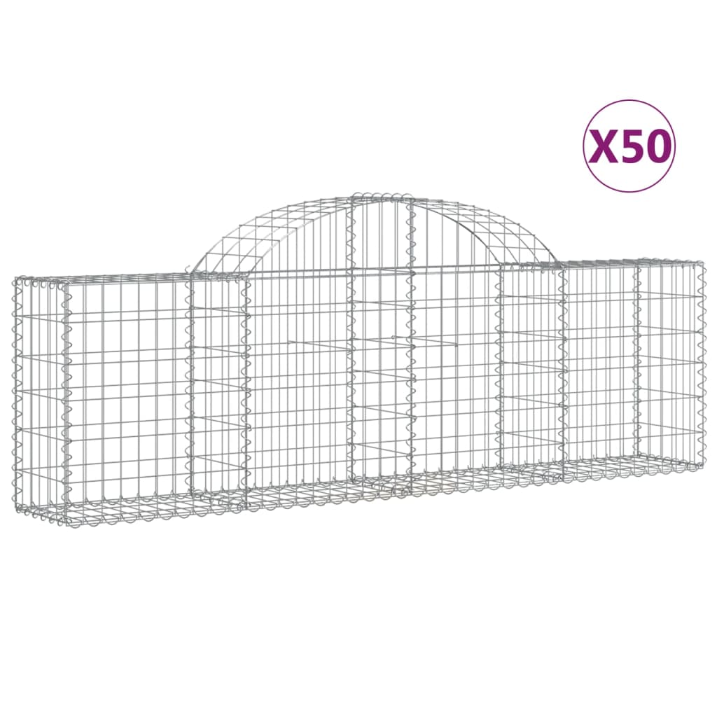Arched Gabion Baskets 50 pcs 200x30x60/80 cm Galvanised Iron