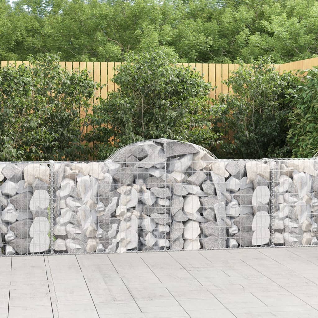 Arched Gabion Baskets 15 pcs 200x30x80/100 cm Galvanised Iron