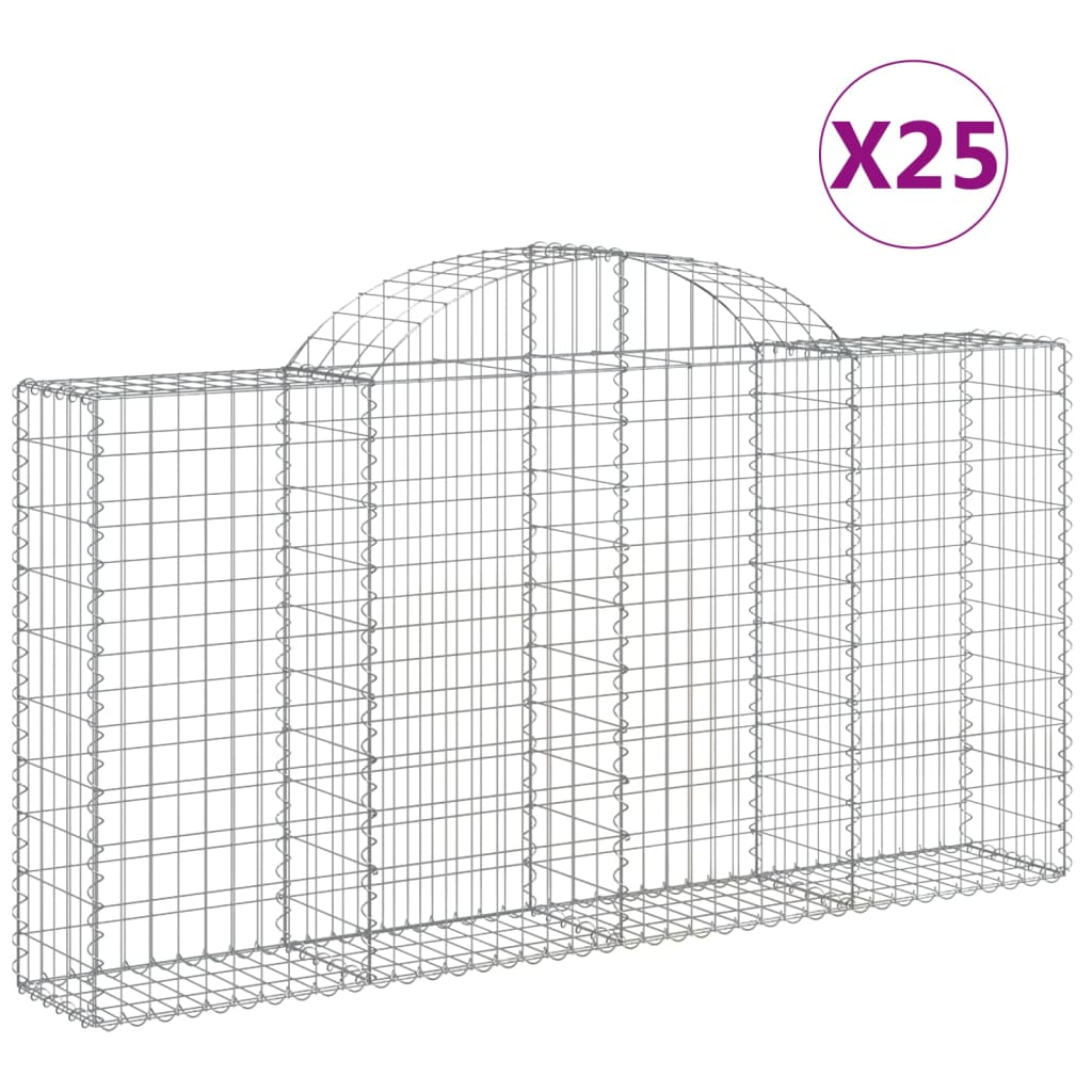 Arched Gabion Baskets 25 pcs 200x30x100/120 cm Galvanised Iron