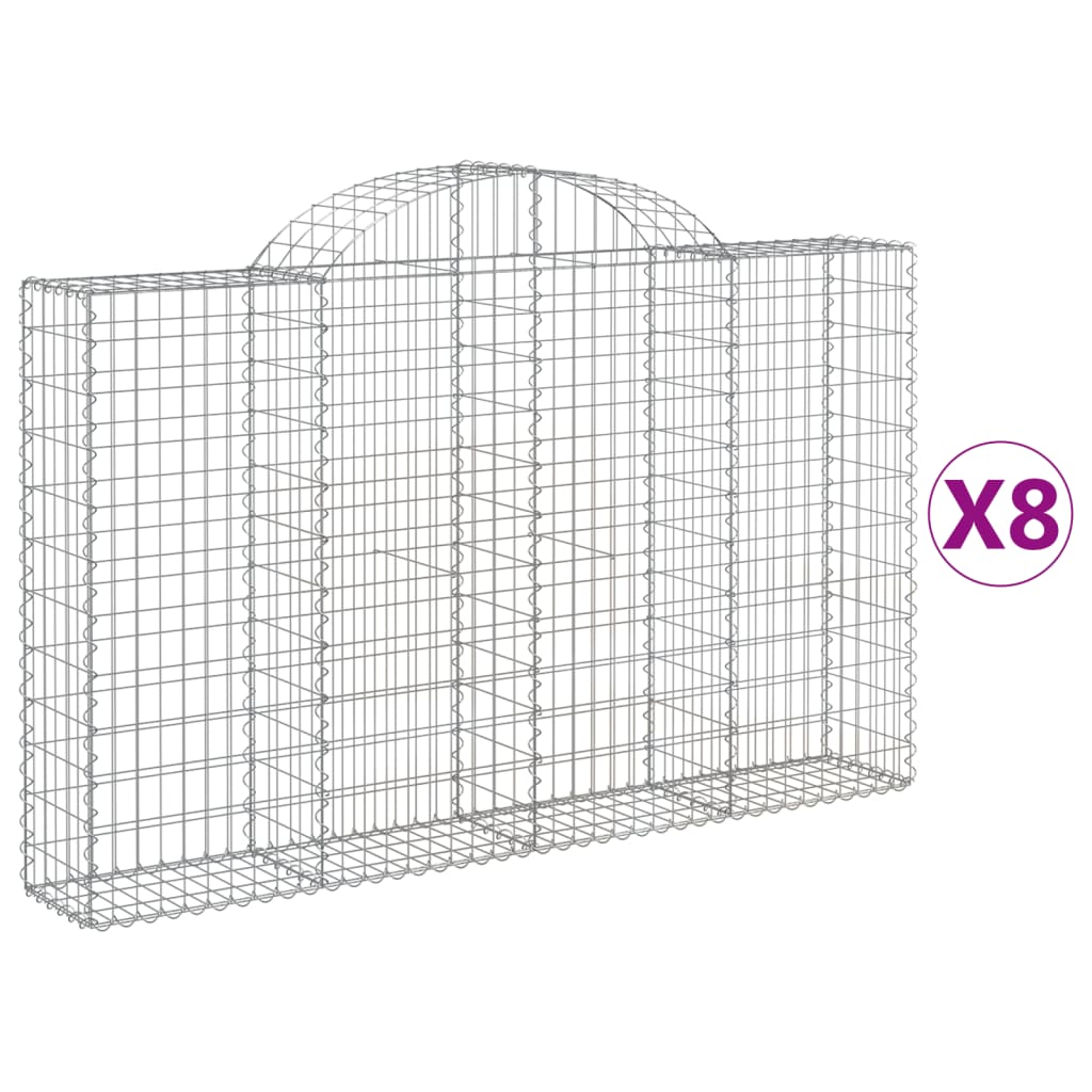 Arched Gabion Baskets 8 pcs 200x30x120/140 cm Galvanised Iron
