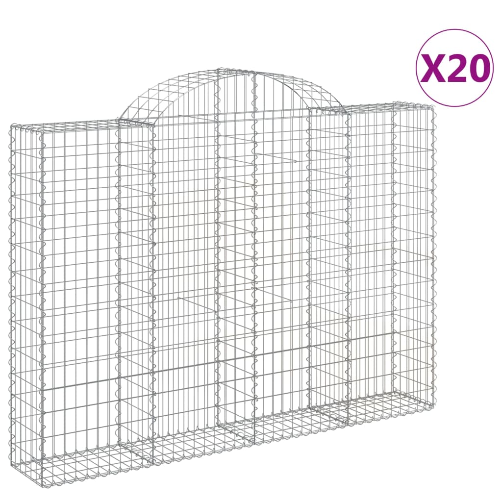 Arched Gabion Baskets 20 pcs 200x30x140/160 cm Galvanised Iron