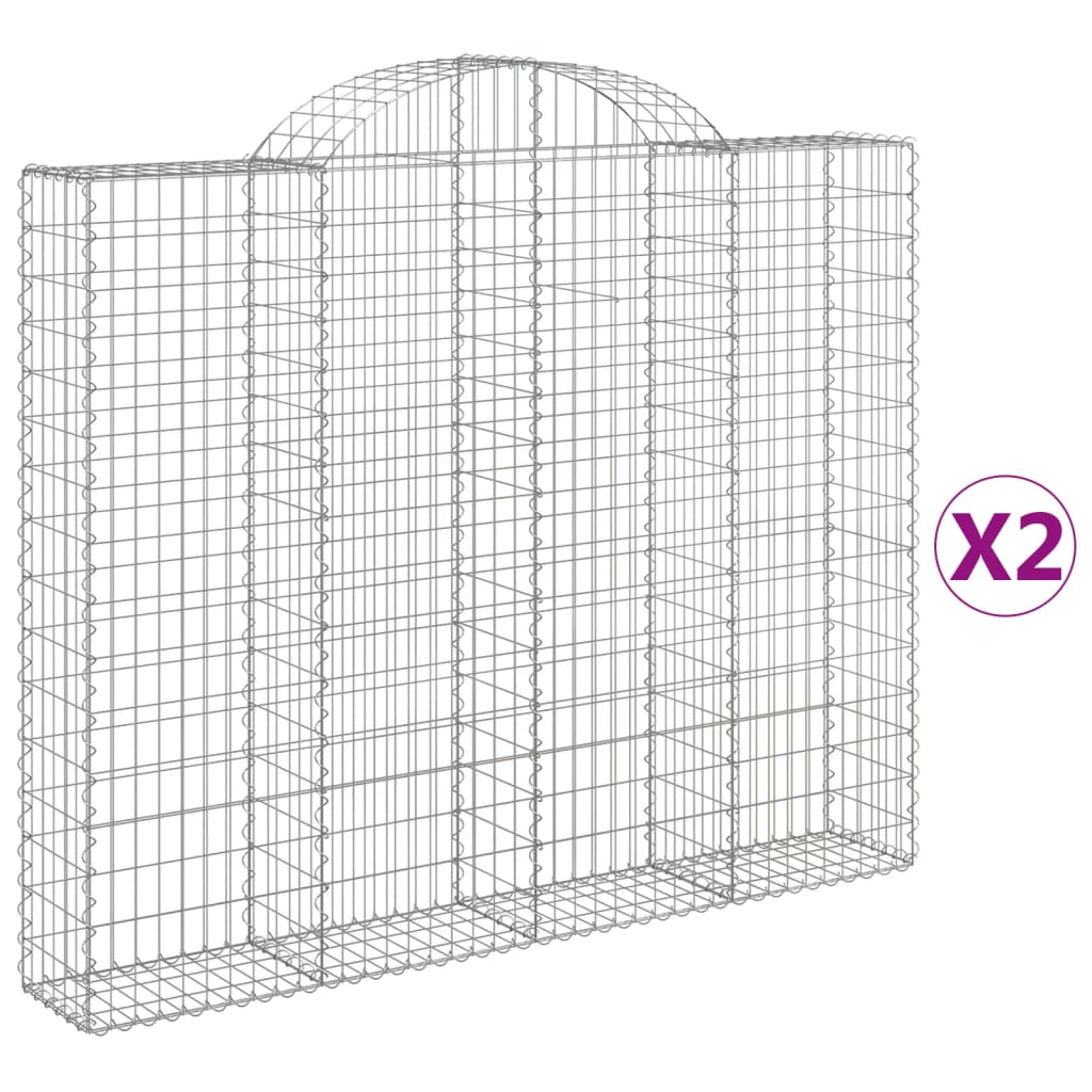 Arched Gabion Baskets 2 pcs 200x30x160/180 cm Galvanised Iron