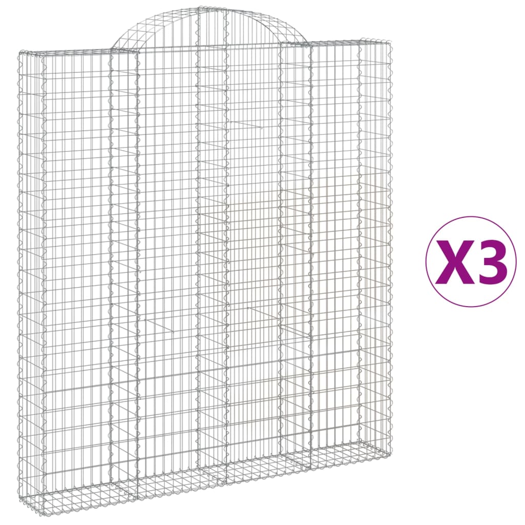 Arched Gabion Baskets 3 pcs 200x30x220/240 cm Galvanised Iron