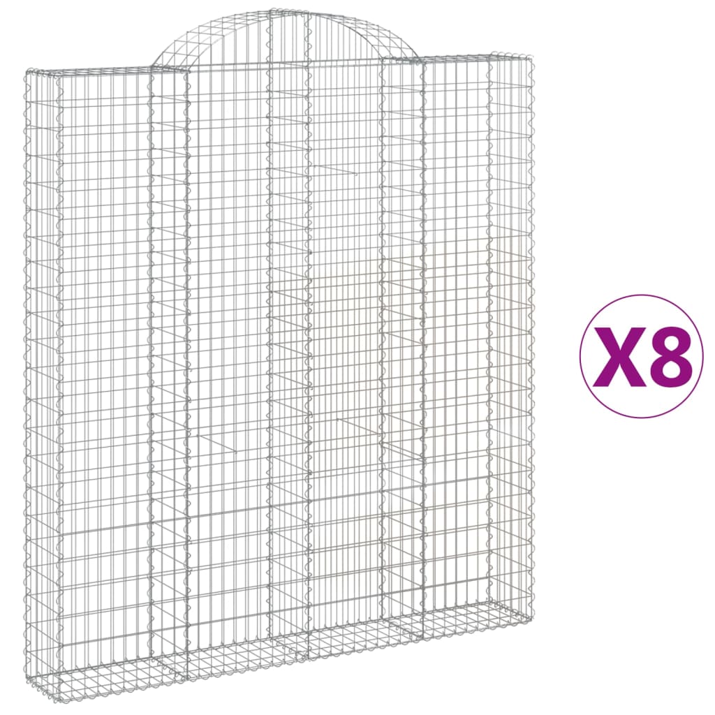 Arched Gabion Baskets 8 pcs 200x30x220/240 cm Galvanised Iron