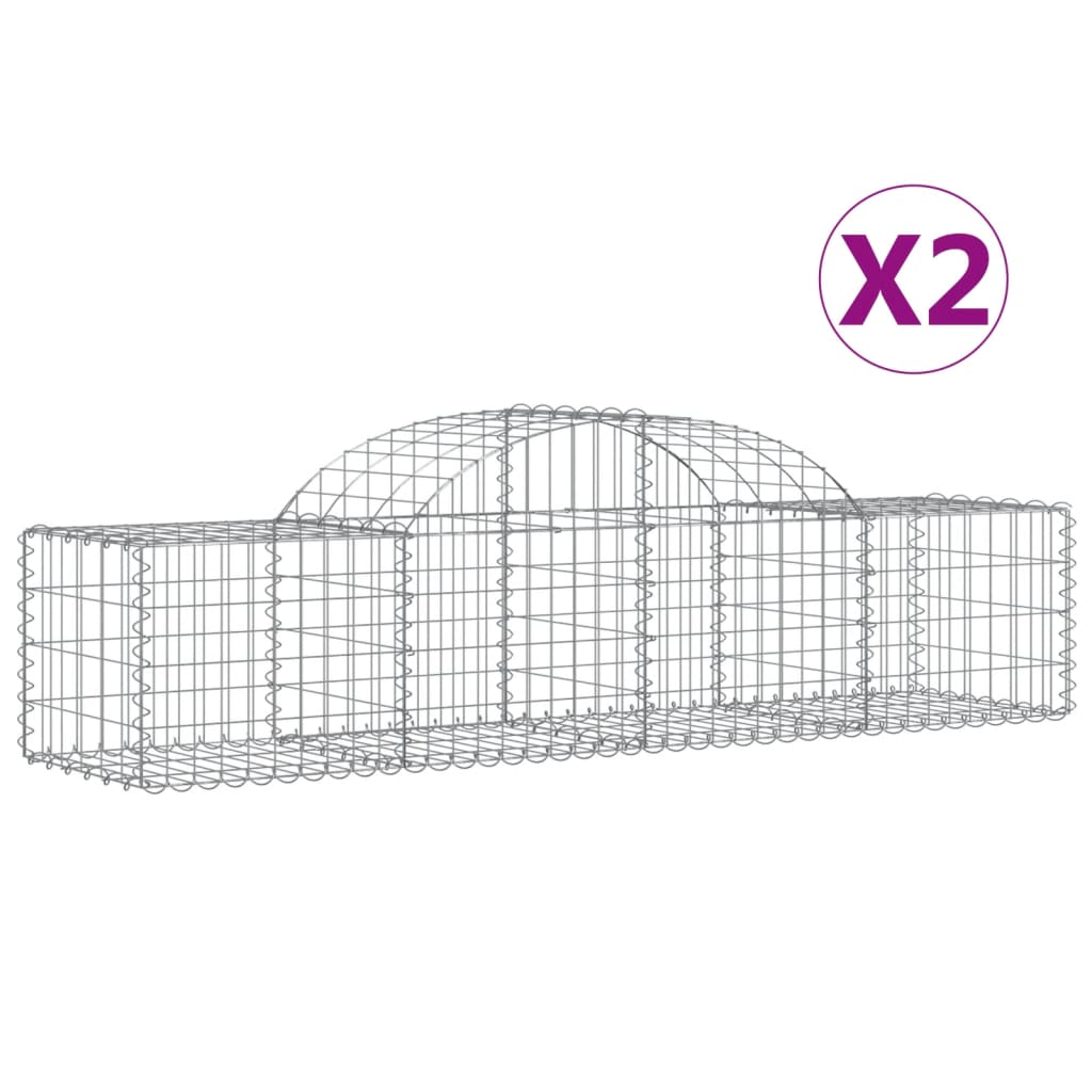 Arched Gabion Baskets 2 pcs 200x50x40/60 cm Galvanised Iron