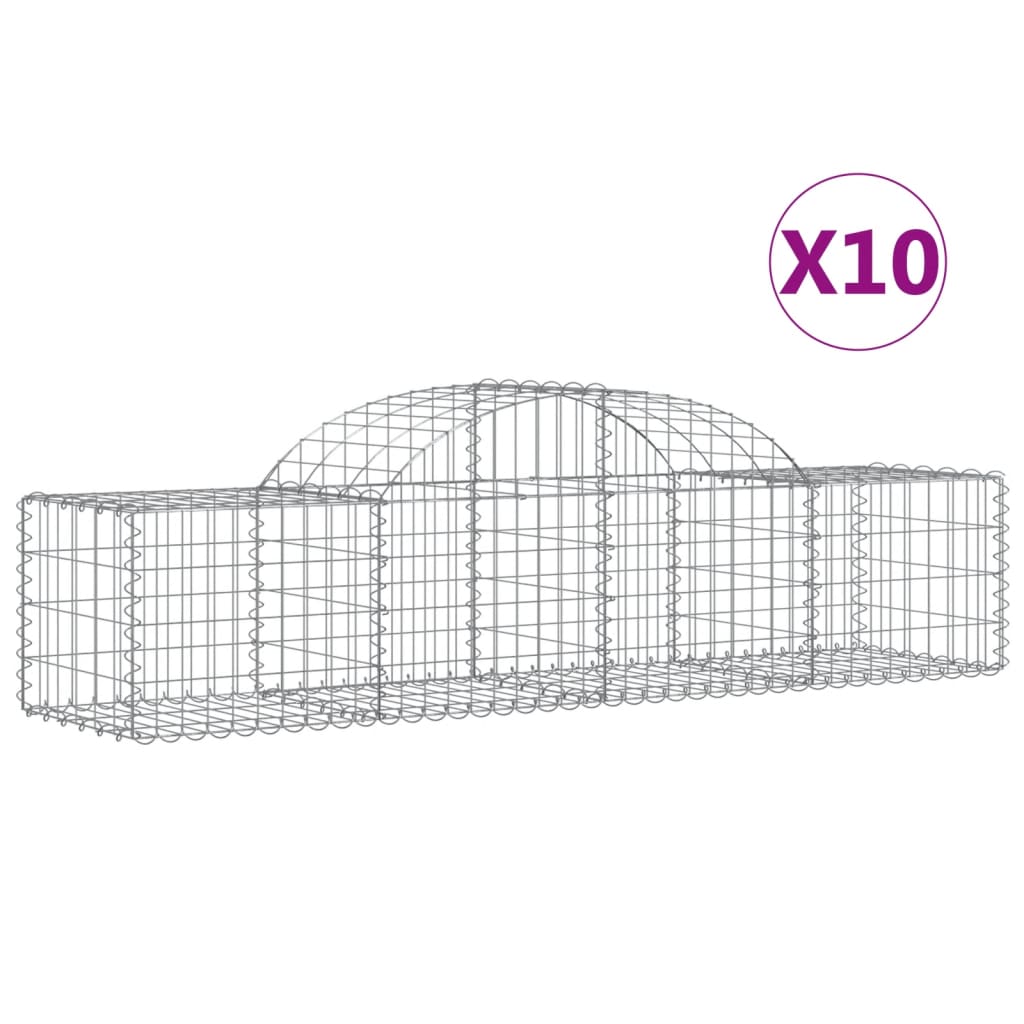 Arched Gabion Baskets 10 pcs 200x50x40/60 cm Galvanised Iron