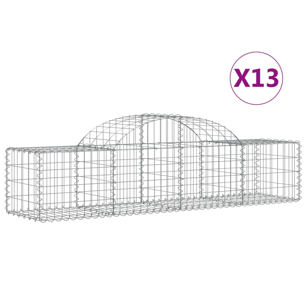Arched Gabion Baskets 13 pcs 200x50x40/60 cm Galvanised Iron