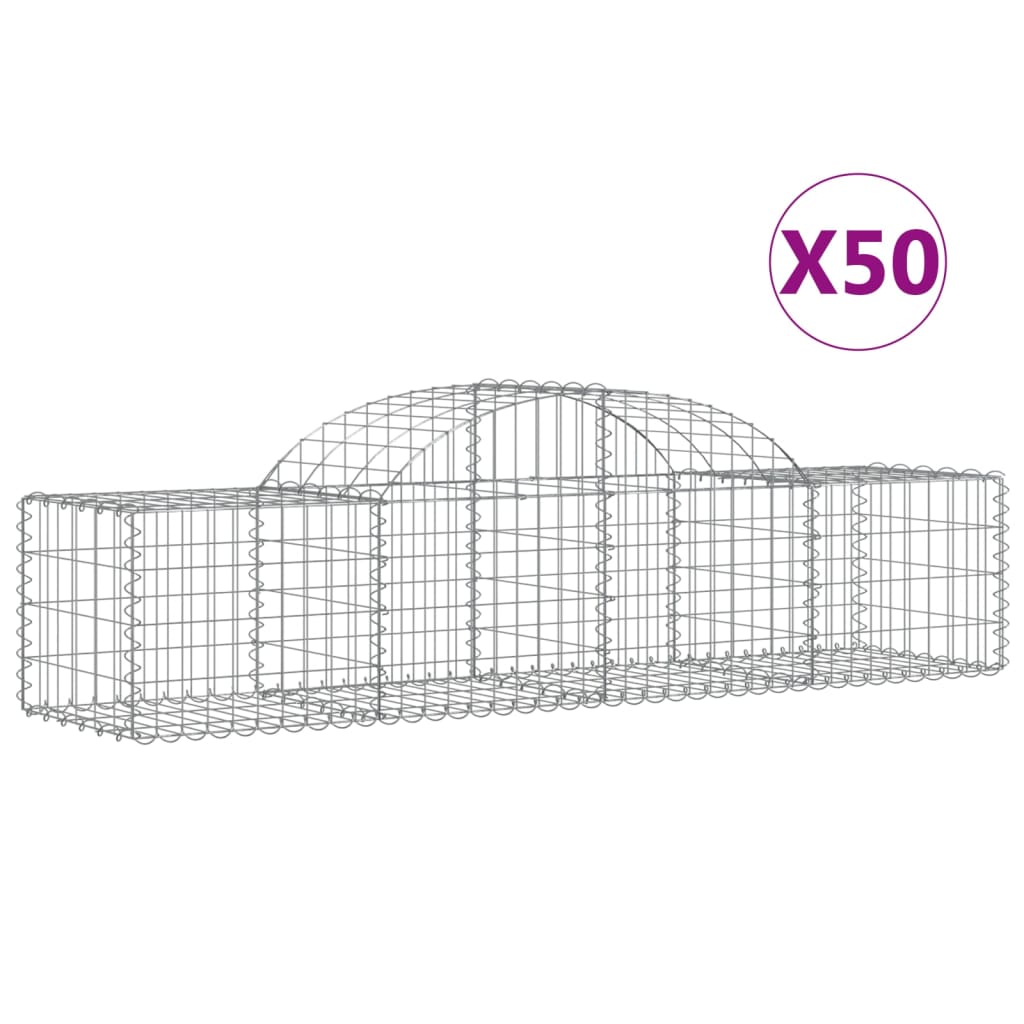 Arched Gabion Baskets 50 pcs 200x50x40/60 cm Galvanised Iron