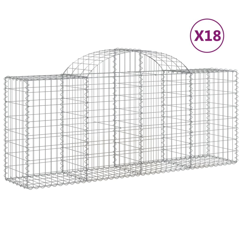 Arched Gabion Baskets 18 pcs 200x50x80/100 cm Galvanised Iron