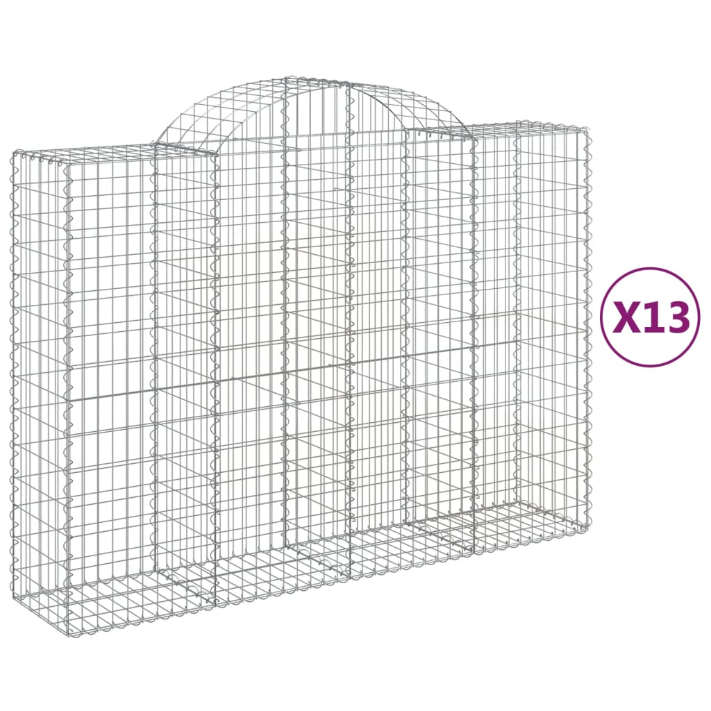Arched Gabion Baskets 13 pcs 200x50x140/160 cm Galvanised Iron