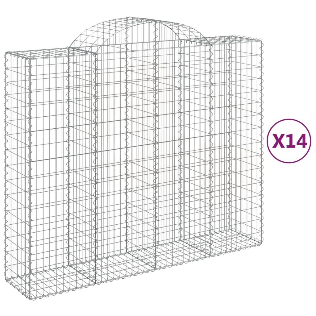 Arched Gabion Baskets 14 pcs 200x50x160/180 cm Galvanised Iron