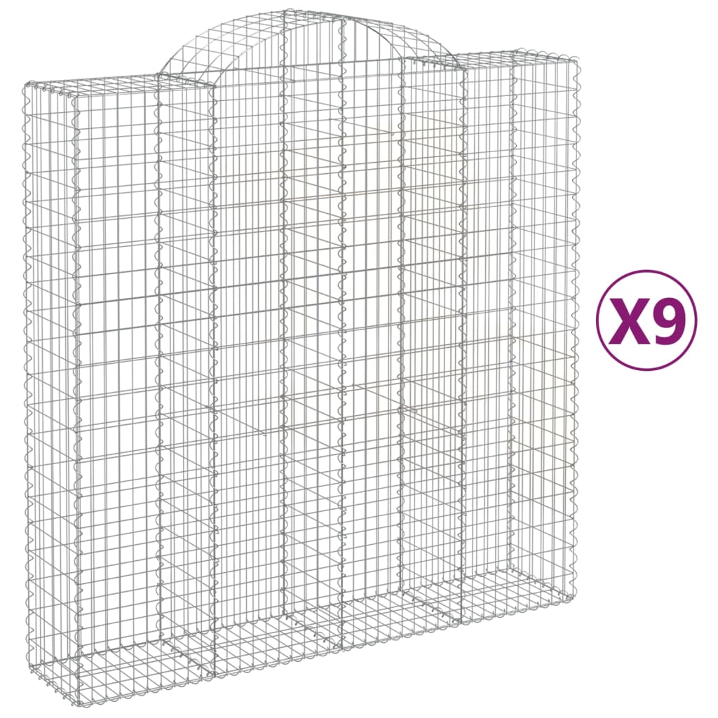 Arched Gabion Baskets 9 pcs 200x50x200/220 cm Galvanised Iron