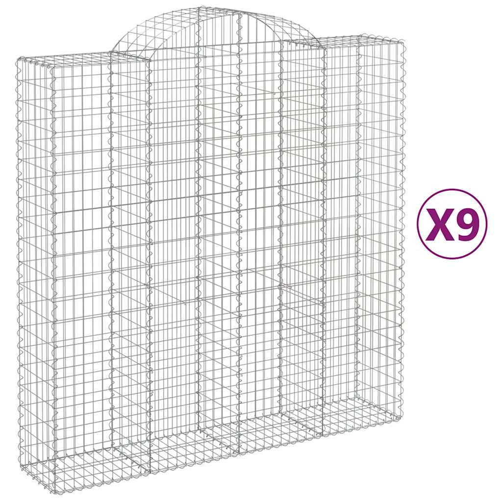 Arched Gabion Baskets 9 pcs 200x50x200/220 cm Galvanised Iron