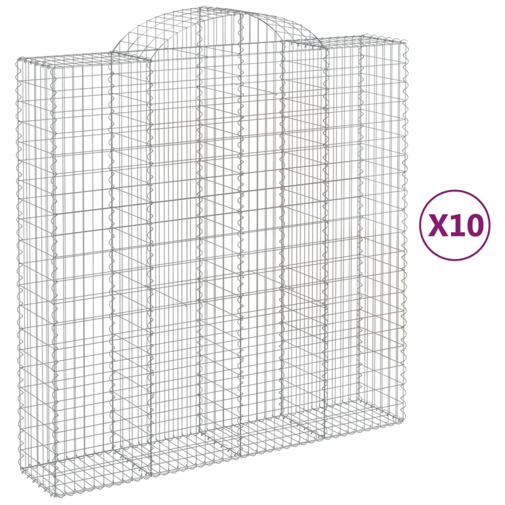 Arched Gabion Baskets 10 pcs 200x50x200/220 cm Galvanised Iron