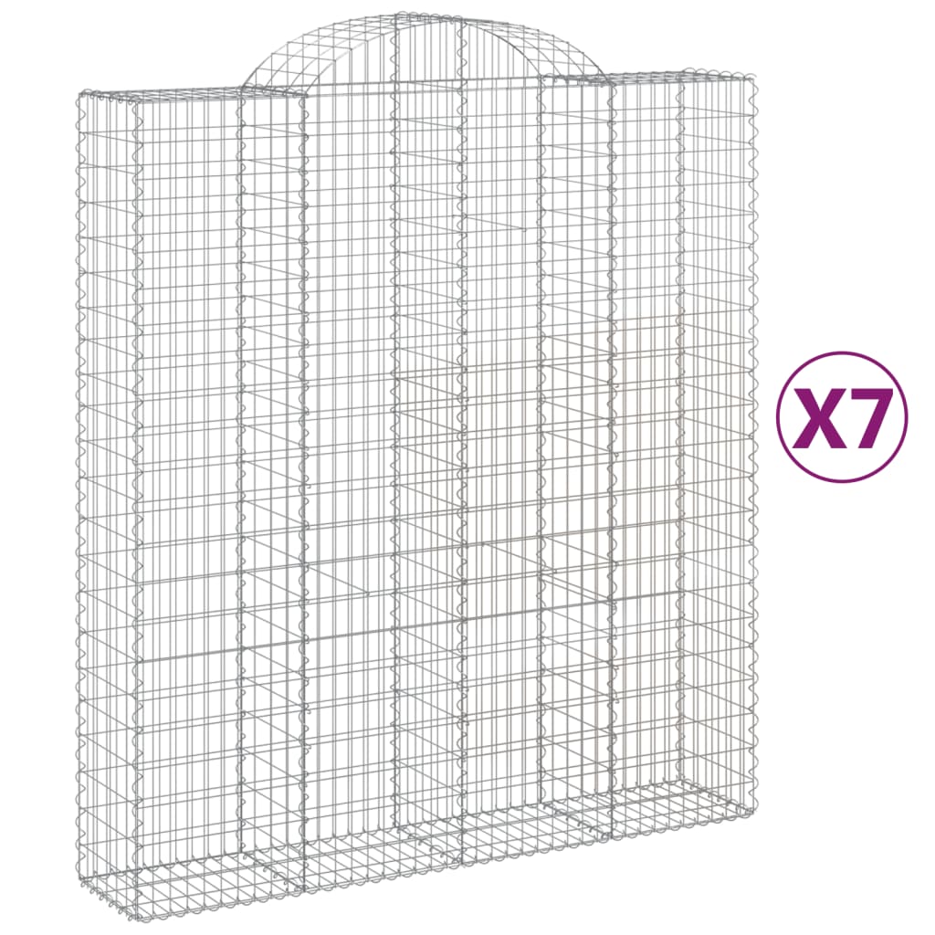 Arched Gabion Baskets 7 pcs 200x50x220/240 cm Galvanised Iron