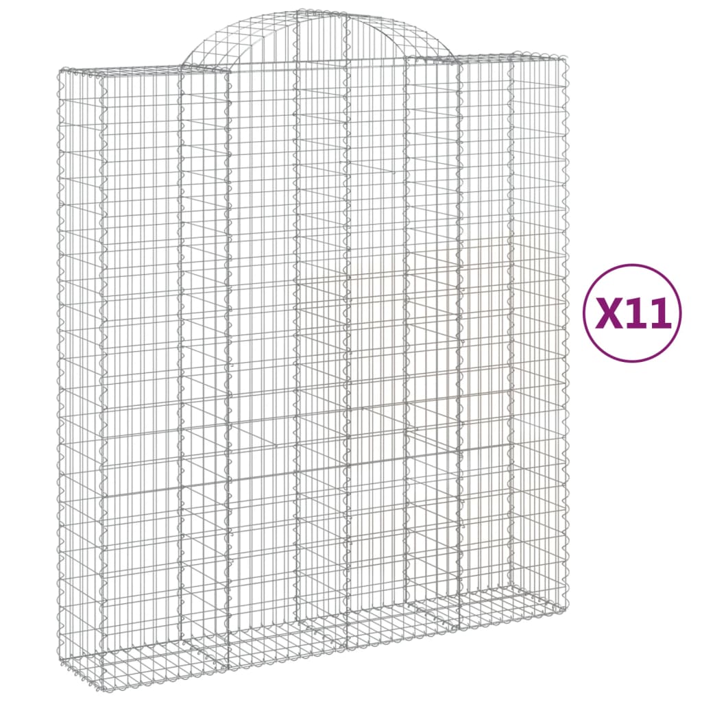 Arched Gabion Baskets 11 pcs 200x50x220/240 cm Galvanised Iron