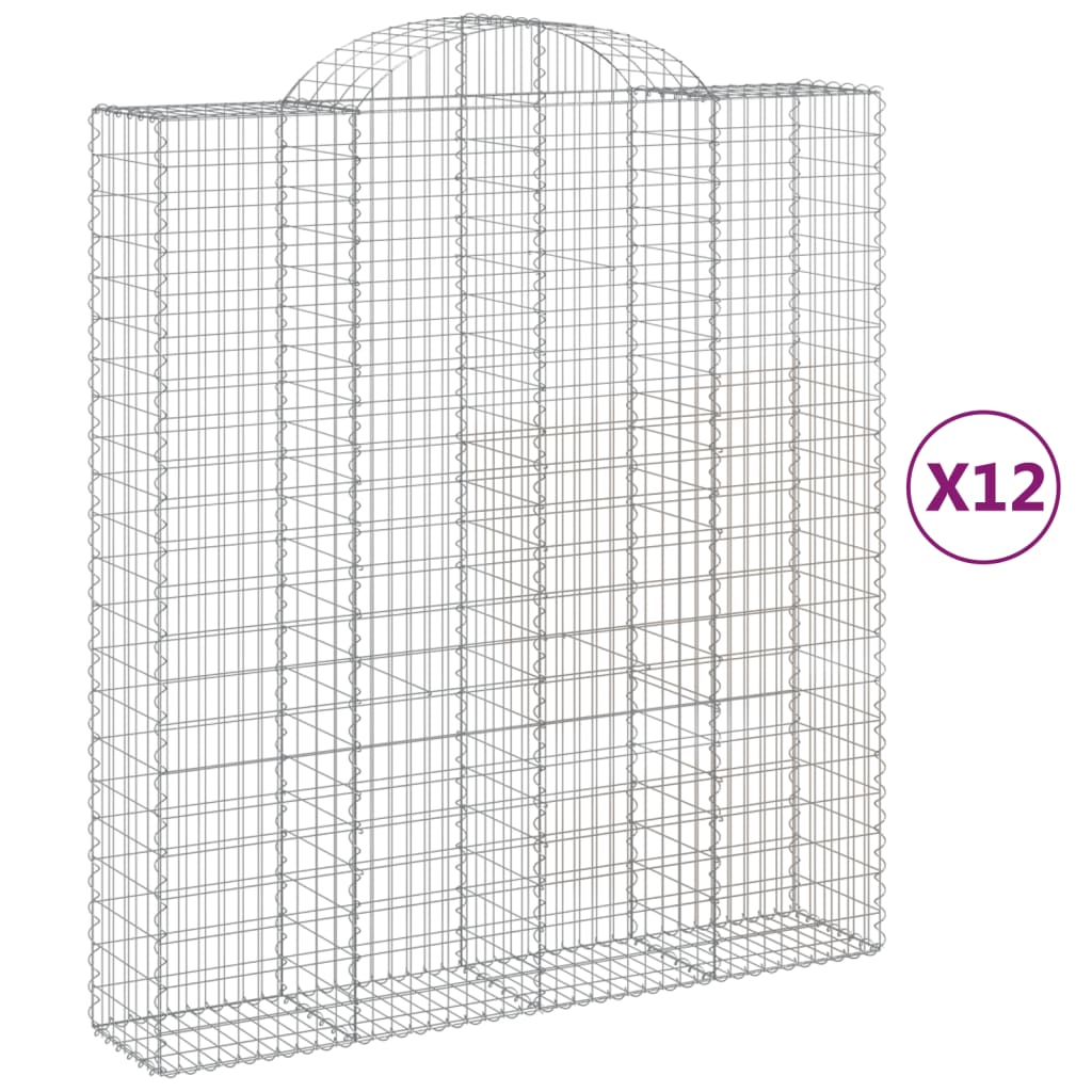 Arched Gabion Baskets 12 pcs 200x50x220/240 cm Galvanised Iron