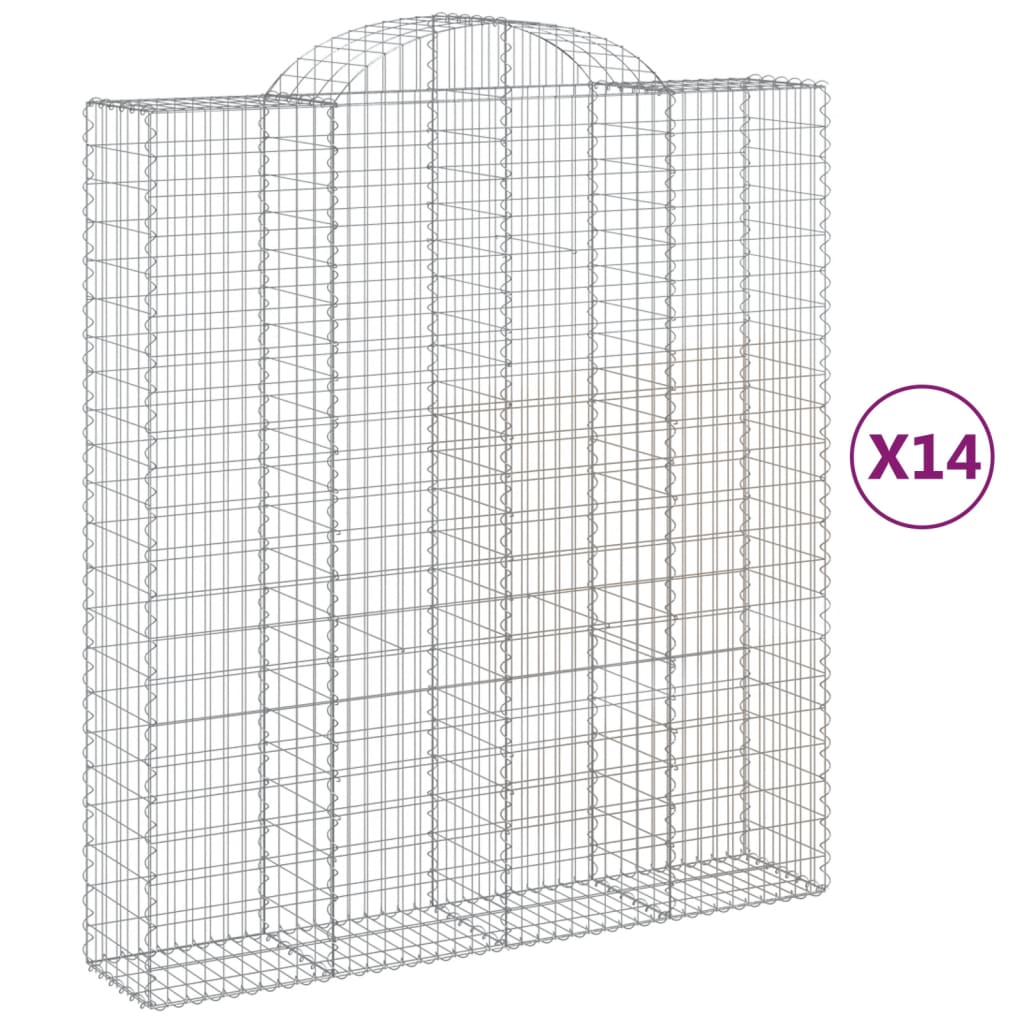 Arched Gabion Baskets 14 pcs 200x50x220/240 cm Galvanised Iron