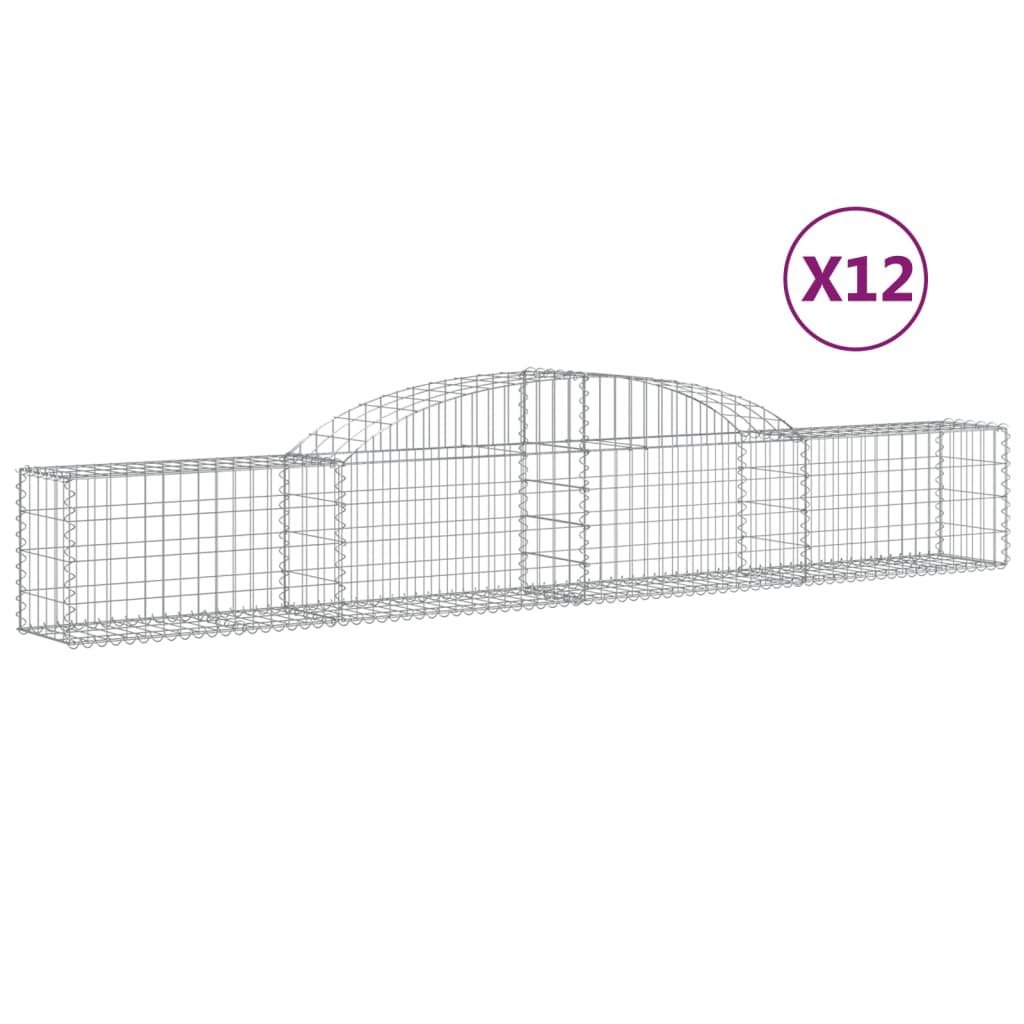 Arched Gabion Baskets 12 pcs 300x30x40/60 cm Galvanised Iron