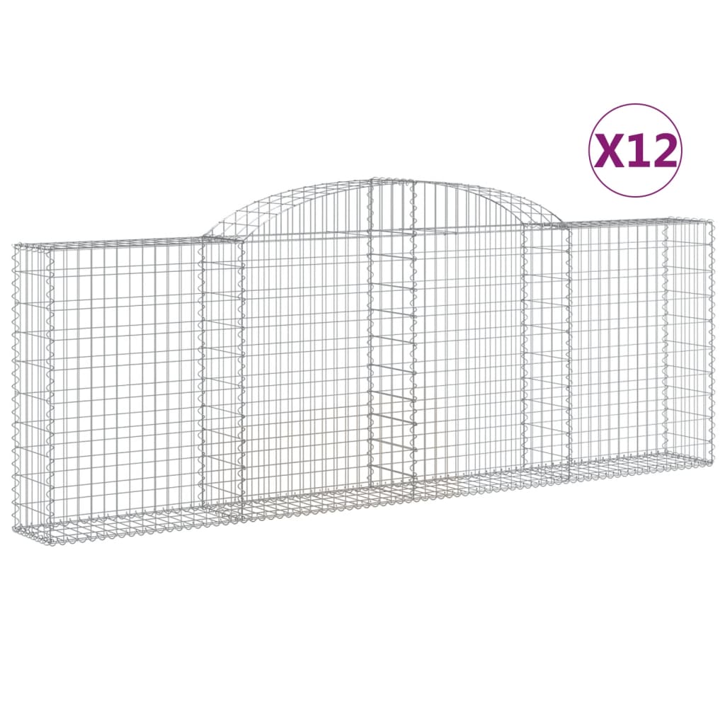 Arched Gabion Baskets 12 pcs 300x30x100/120 cm Galvanised Iron