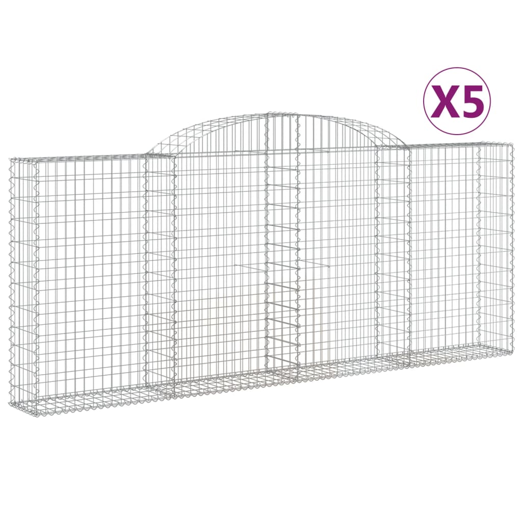Arched Gabion Baskets 5 pcs 300x30x120/140 cm Galvanised Iron