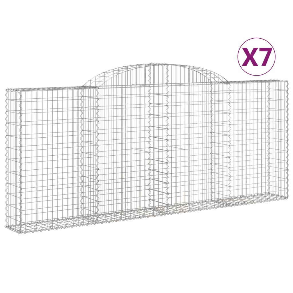 Arched Gabion Baskets 7 pcs 300x30x120/140 cm Galvanised Iron