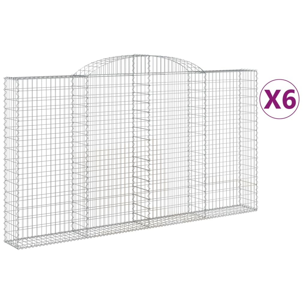 Arched Gabion Baskets 6 pcs 300x30x160/180 cm Galvanised Iron