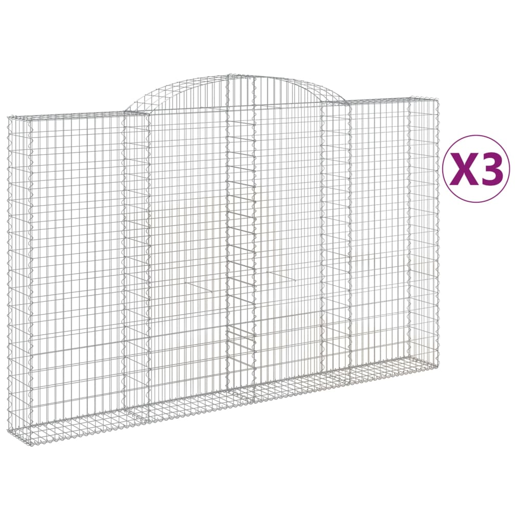 Arched Gabion Baskets 3 pcs 300x30x180/200 cm Galvanised Iron