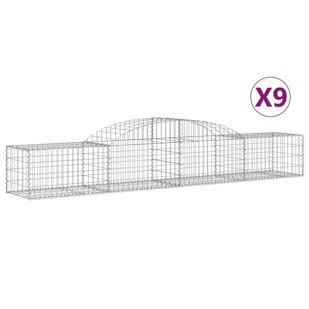 Arched Gabion Baskets 9 pcs 300x50x40/60 cm Galvanised Iron