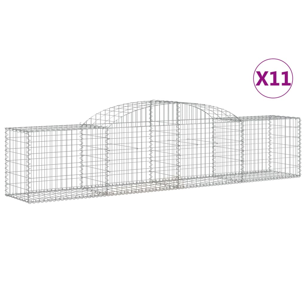 Arched Gabion Baskets 11 pcs 300x50x60/80 cm Galvanised Iron
