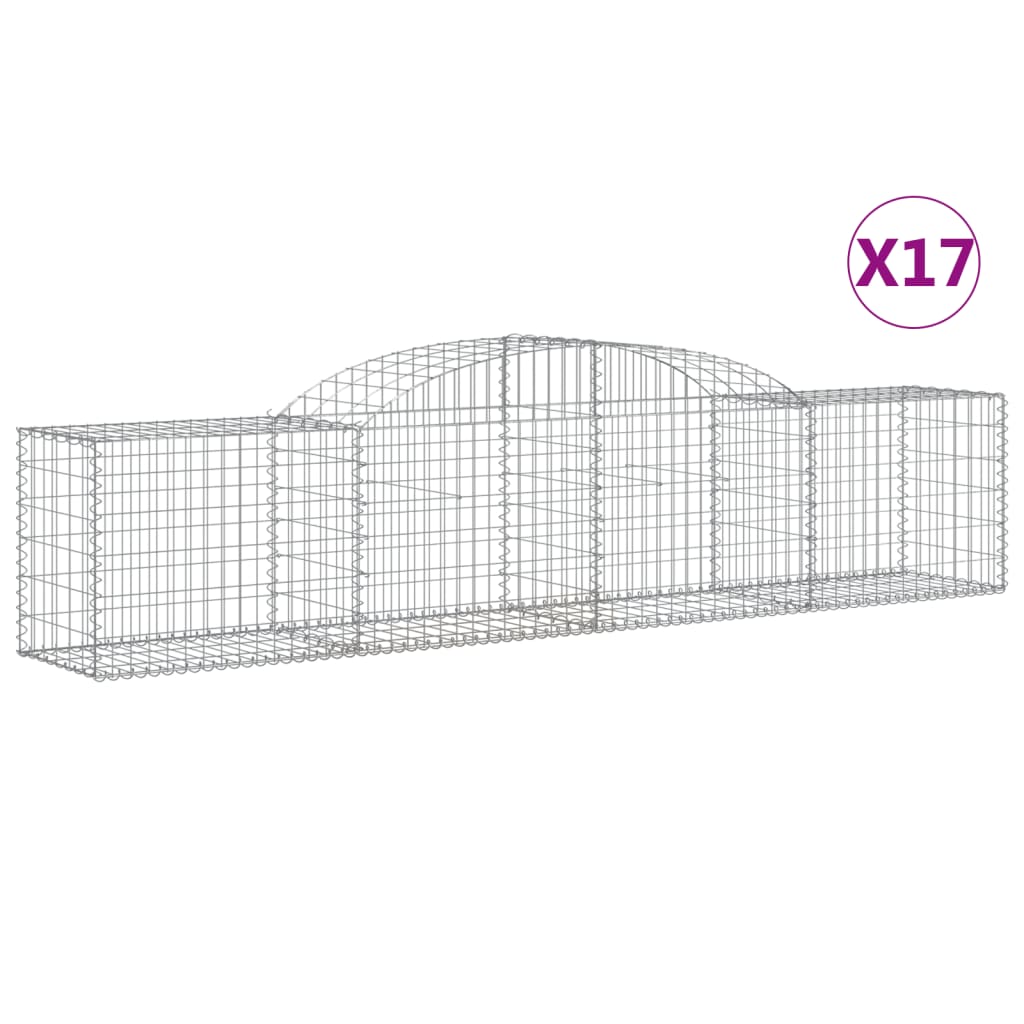 Arched Gabion Baskets 17 pcs 300x50x60/80 cm Galvanised Iron