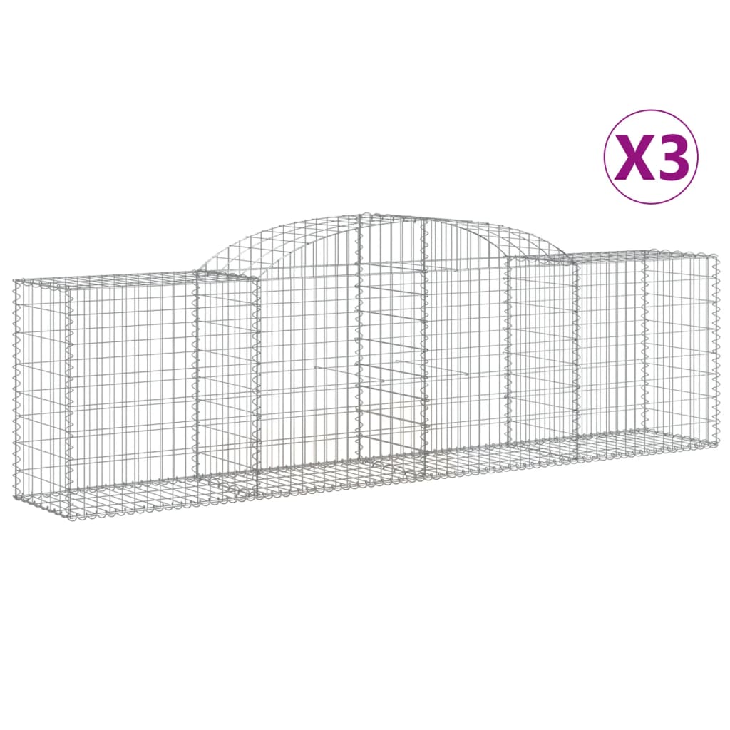 Arched Gabion Baskets 3 pcs 300x50x80/100 cm Galvanised Iron
