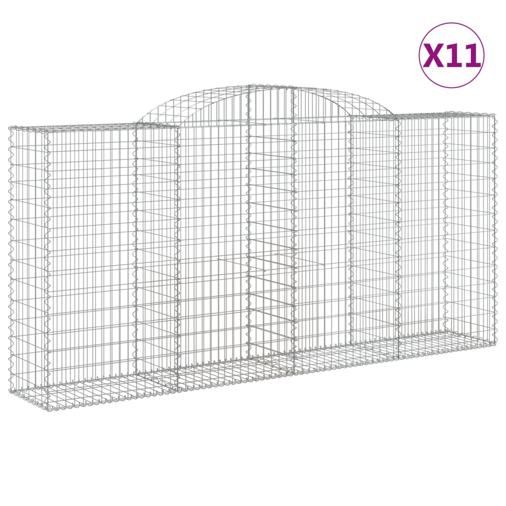 Arched Gabion Baskets 11 pcs 300x50x140/160 cm Galvanised Iron