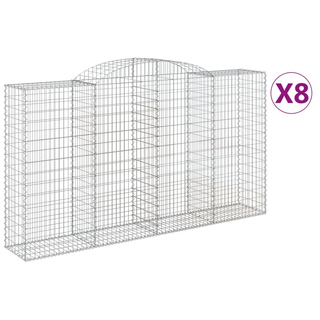 Arched Gabion Baskets 8 pcs 300x50x160/180 cm Galvanised Iron