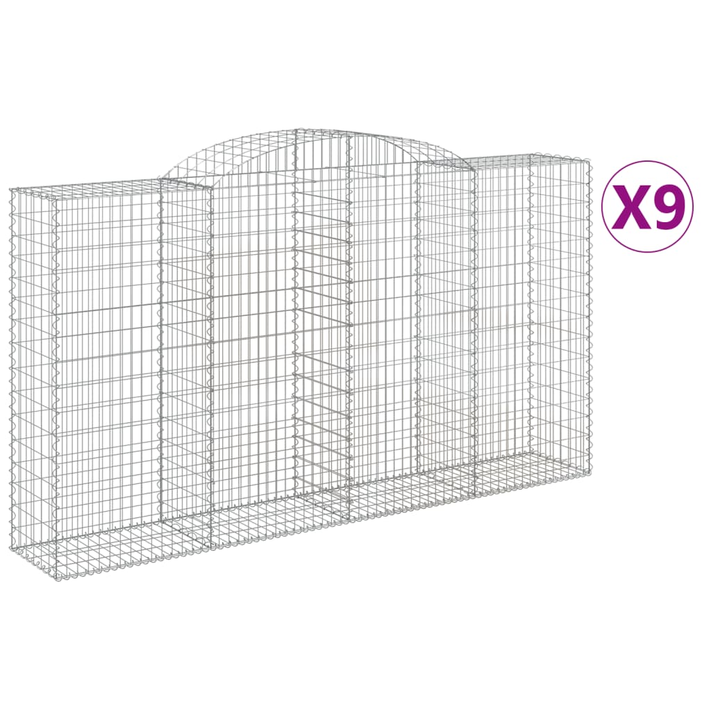 Arched Gabion Baskets 9 pcs 300x50x160/180 cm Galvanised Iron