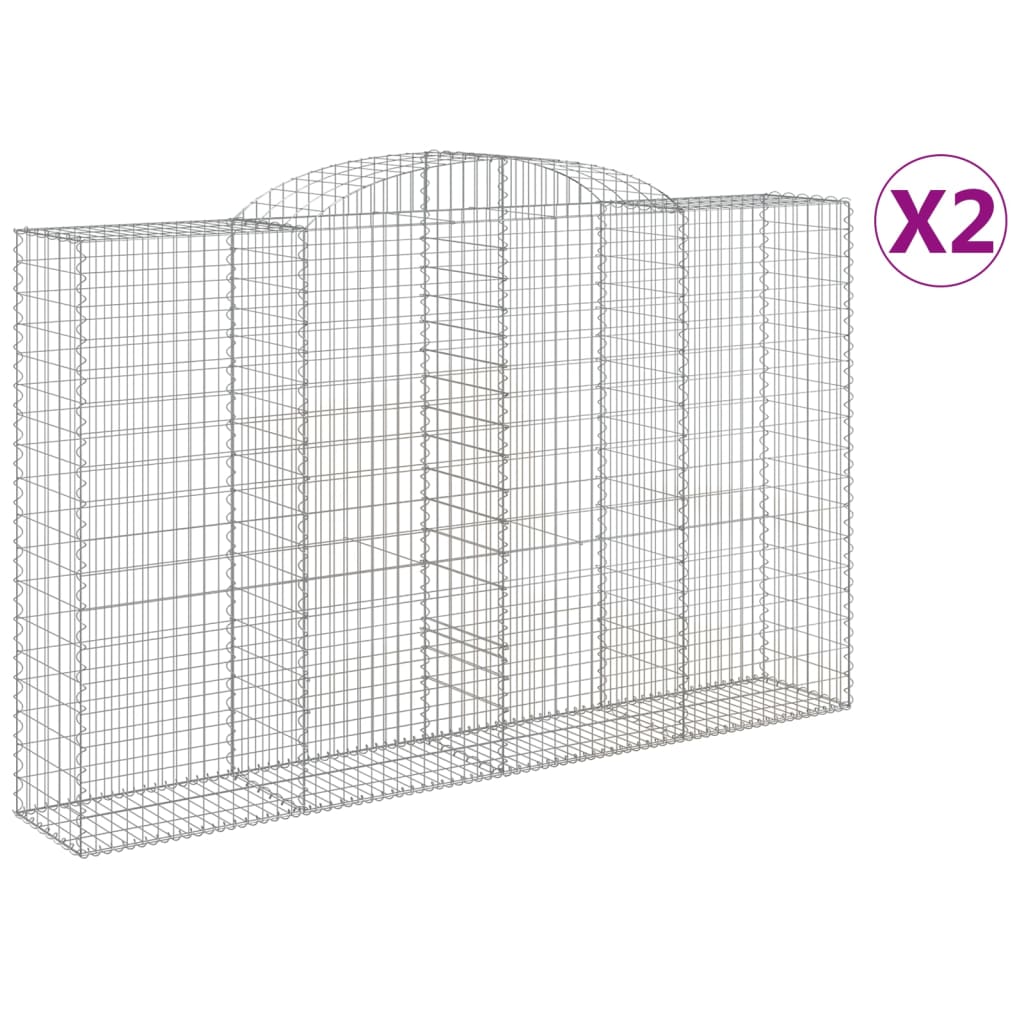 Arched Gabion Baskets 2 pcs 300x50x180/200 cm Galvanised Iron