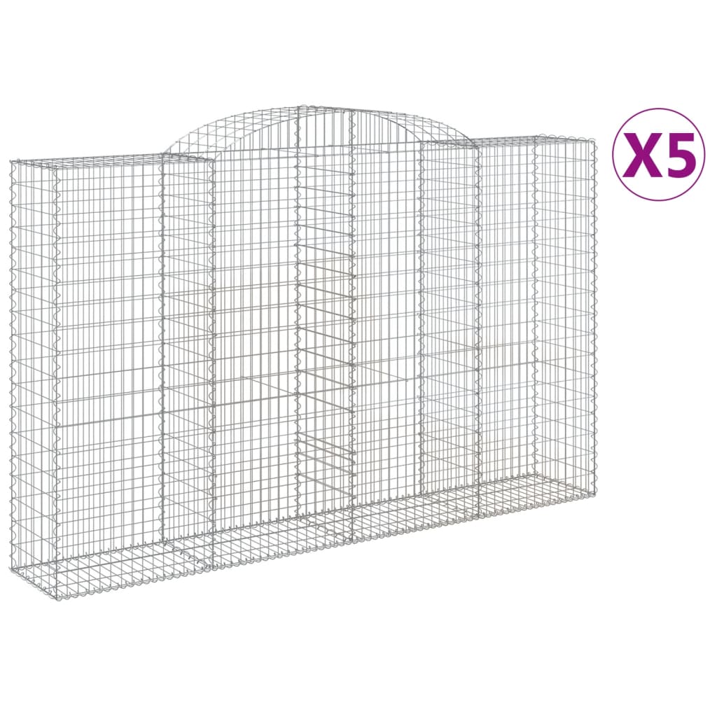 Arched Gabion Baskets 5 pcs 300x50x180/200 cm Galvanised Iron