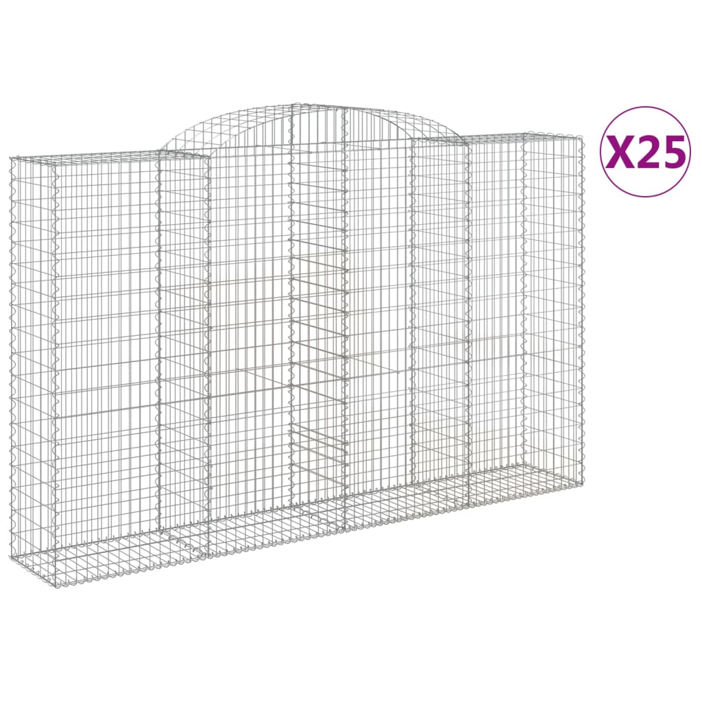 Arched Gabion Baskets 25 pcs 300x50x180/200 cm Galvanised Iron