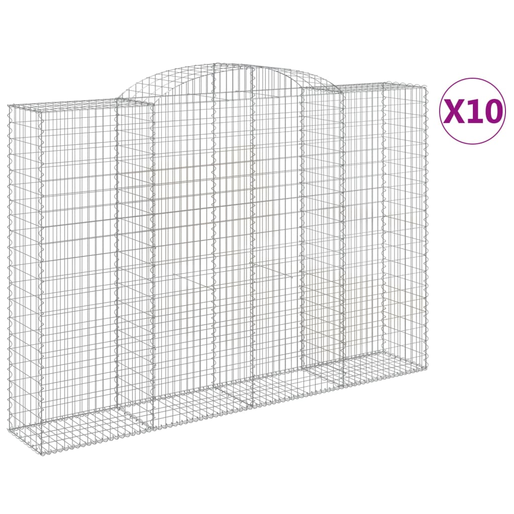Arched Gabion Baskets 10 pcs 300x50x200/220 cm Galvanised Iron