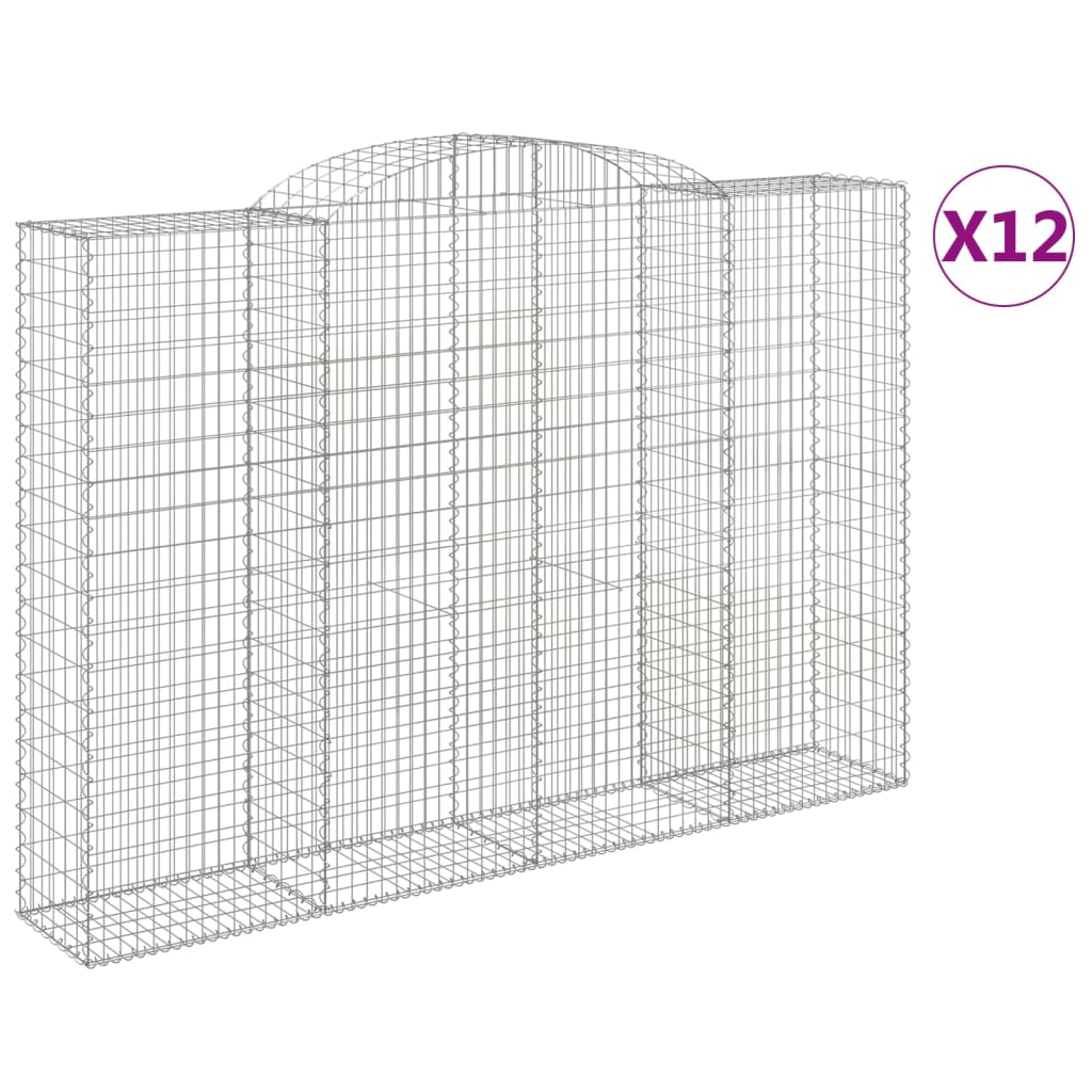 Arched Gabion Baskets 12 pcs 300x50x200/220 cm Galvanised Iron