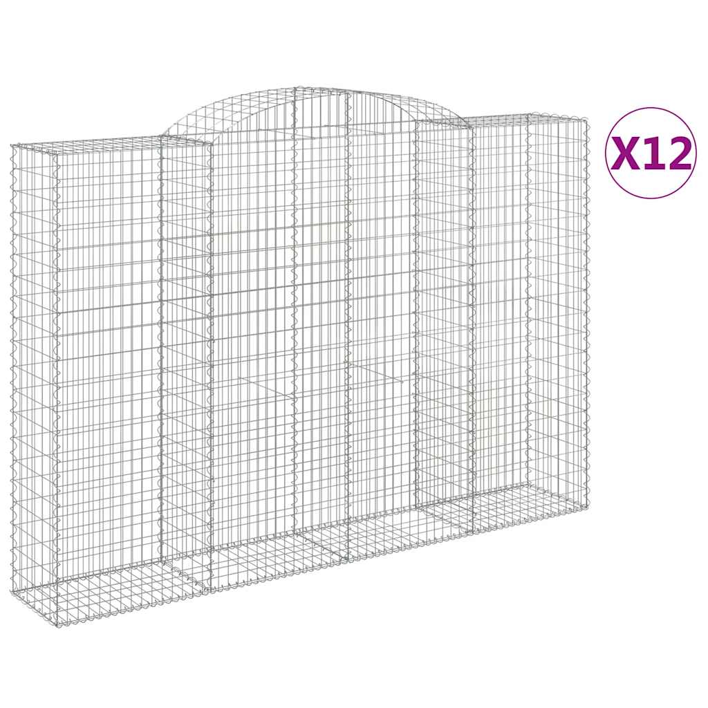 Arched Gabion Baskets 12 pcs 300x50x200/220 cm Galvanised Iron