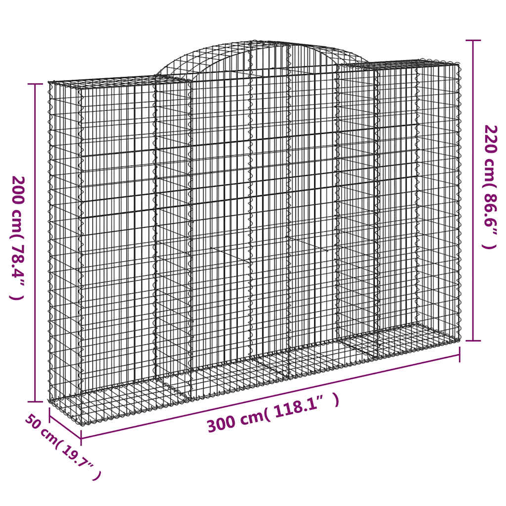 Arched Gabion Baskets 12 pcs 300x50x200/220 cm Galvanised Iron