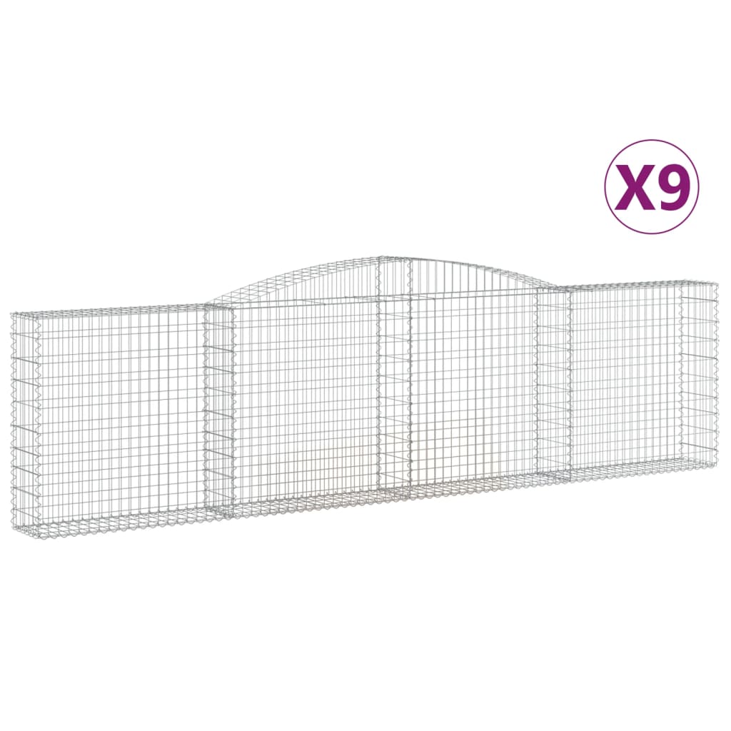 Arched Gabion Baskets 9 pcs 400x30x100/120 cm Galvanised Iron