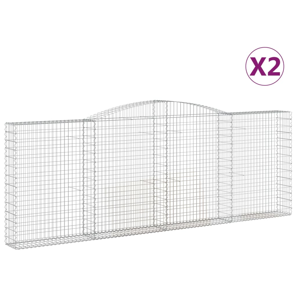Arched Gabion Baskets 2 pcs 400x30x140/160 cm Galvanised Iron