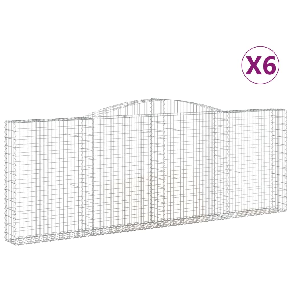 Arched Gabion Baskets 6 pcs 400x30x140/160 cm Galvanised Iron